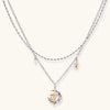 Layered silver-tone necklace set featuring star charms and crescent moon pendant with eco-friendly zinc alloy construction
